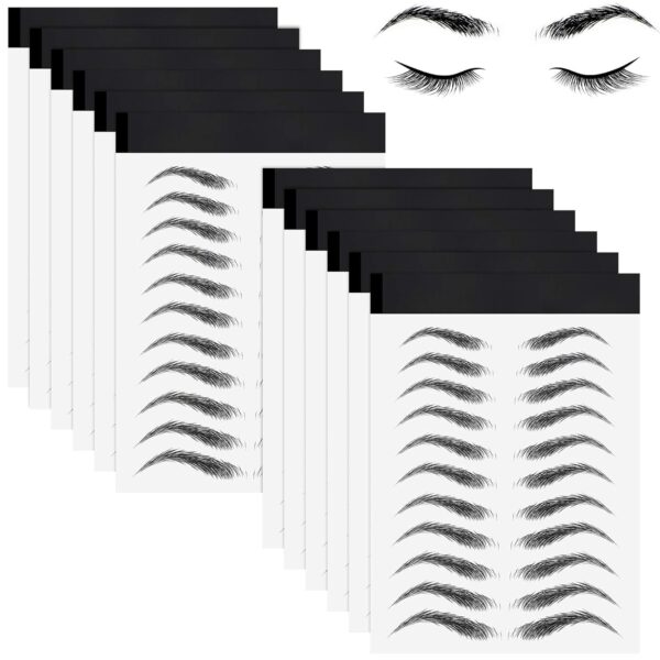 12 Sheets 108 Pairs 4D Hair Like Waterproof Eyebrow Tattoos Stickers